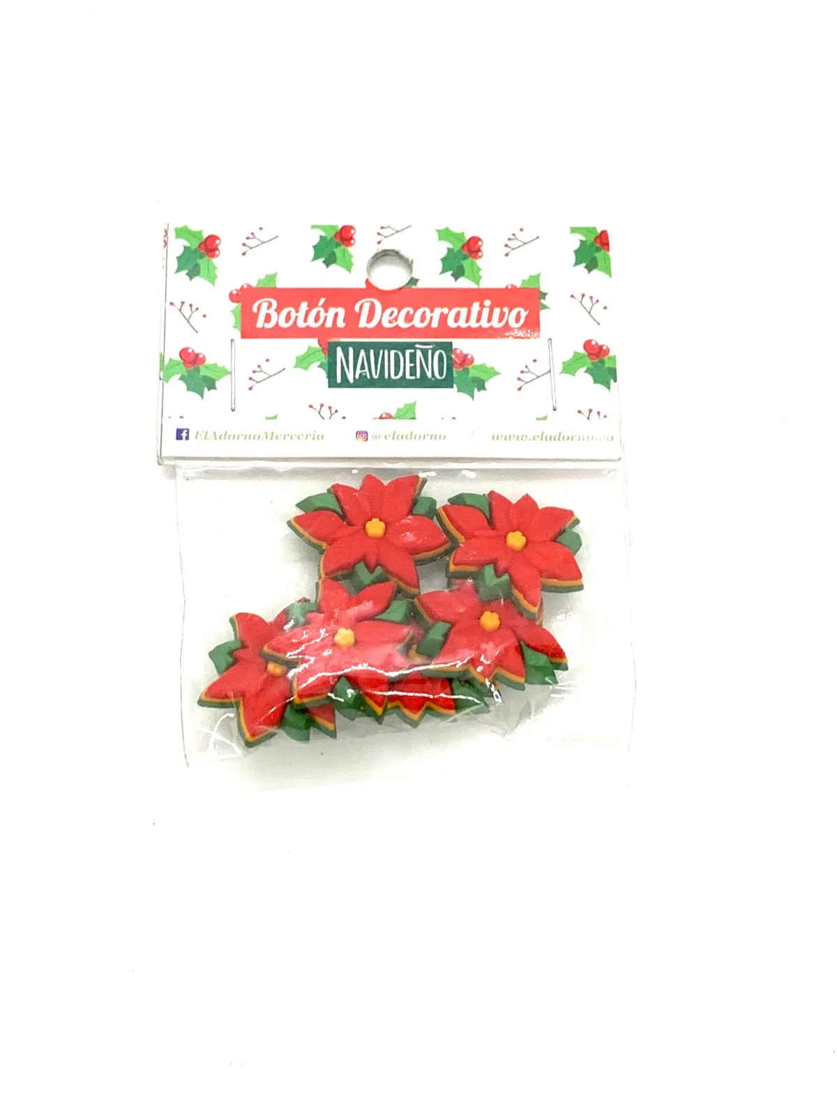 BOTÓN POINSETIA NAVIDEÑA