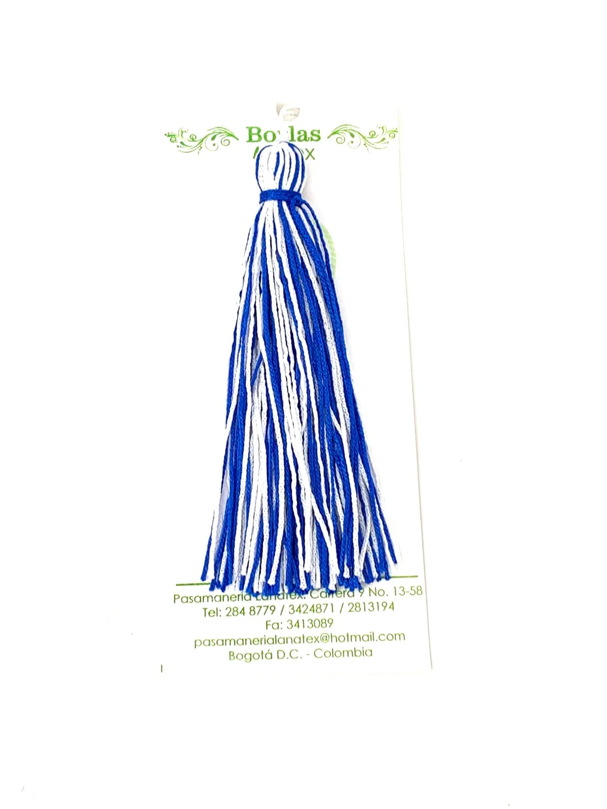 BORLA BANDERIN O BIRRETE BLANCO/AZUL