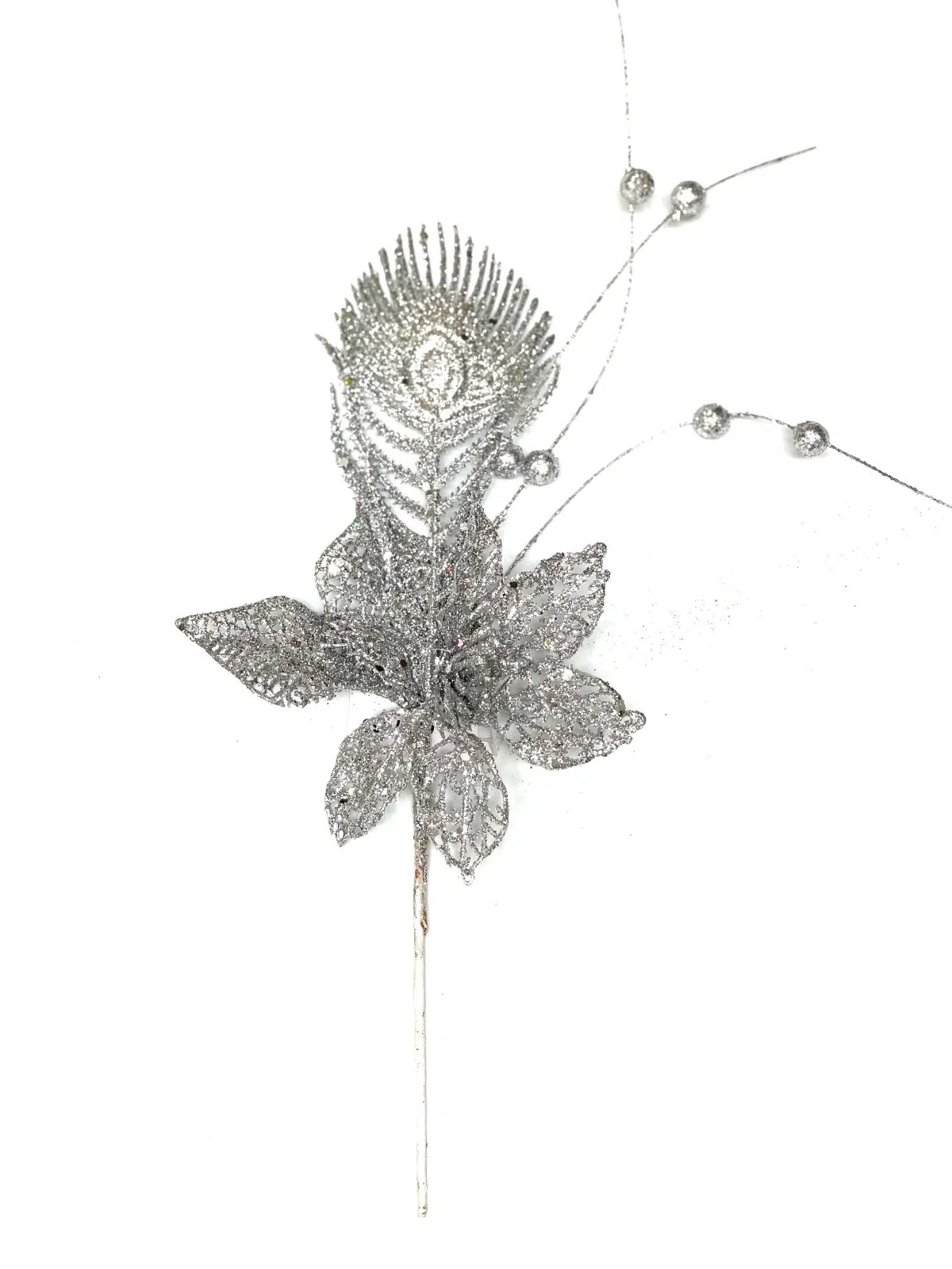 FOLLAJE NAVIDEÑO PLUMA PLATEADO