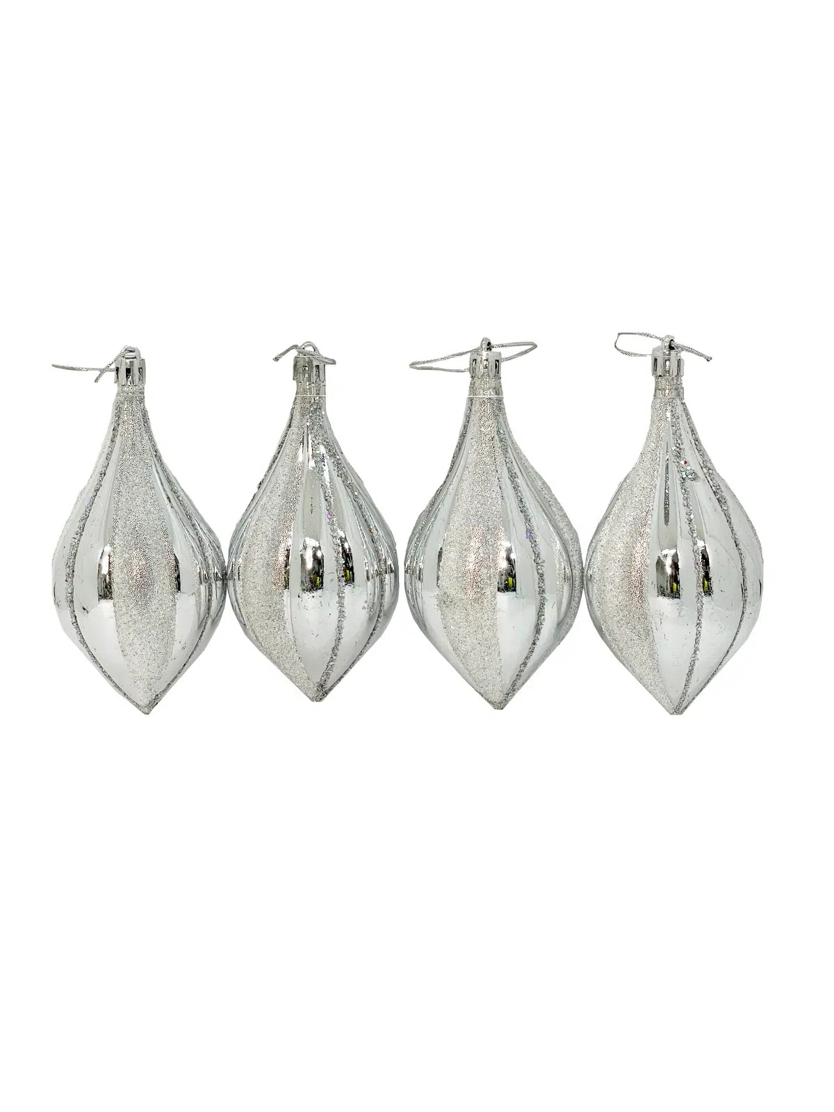 BOLA NAVIDAD LAGRIMA PEQUEÑA 11 CM PLATEADA