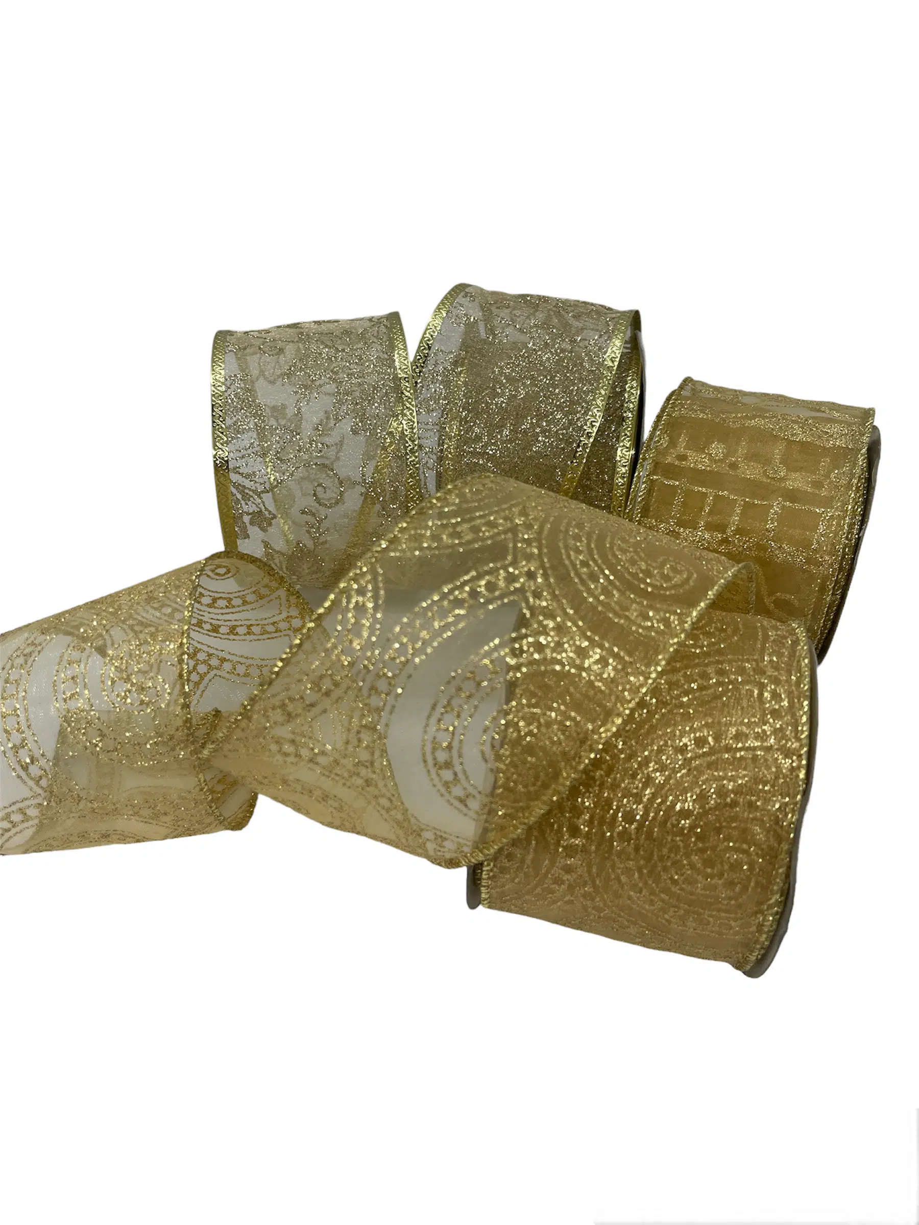 CINTA NAVIDEÑA TULL DORADA