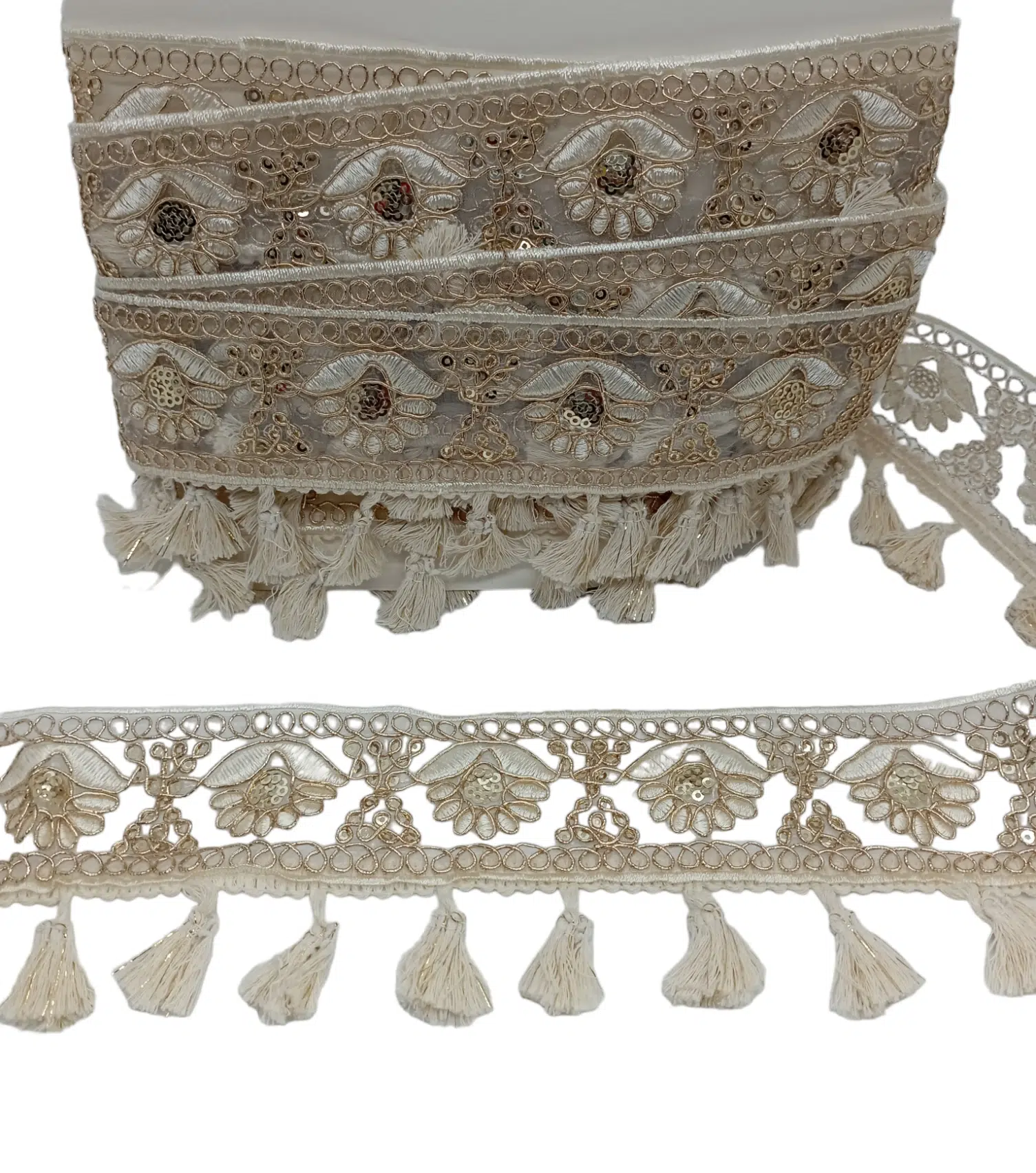 GALON INDU CON BORLAS DORADO X 1 METRO