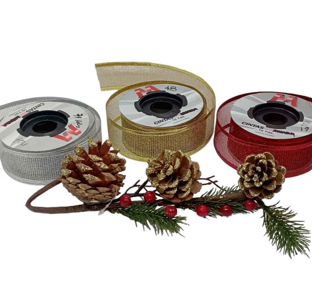 CINTA NAVIDEÑA ESCARCHADA 4 CM