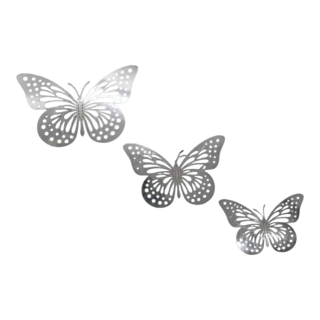 MARIPOSAS PARA DECORACION PLATEADA EN 3D