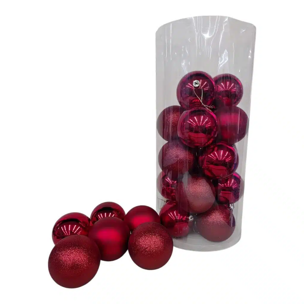 BOLAS NAVIDEÑAS GRANDES ROJAS X 24UNIDADES | El Adorno Mercería